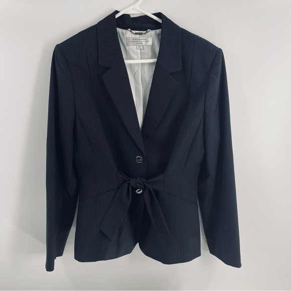Tahari ASL Jackets & Blazers - Tahari ASL Petite Pin Striped Tie Button Front Lined Suit Blazer Jacket Office